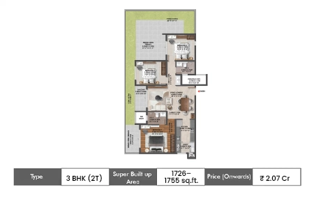 3 BHK (2T) SqFt