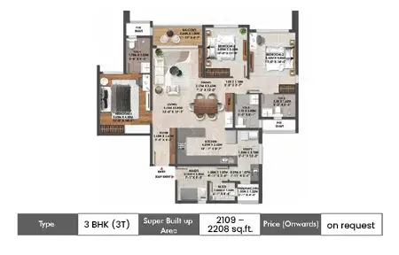 3 BHK (3T)+Maid SqFt
